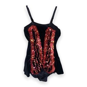 Dansco Fina Black Velvet Jazz Leotard Size LC Large Child Adjustable Straps